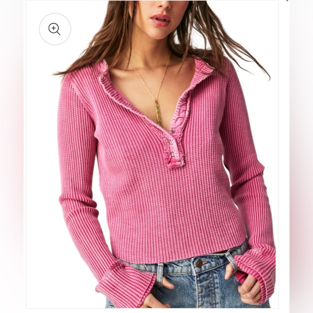 Free People Colt Waffle Knit Henley Top